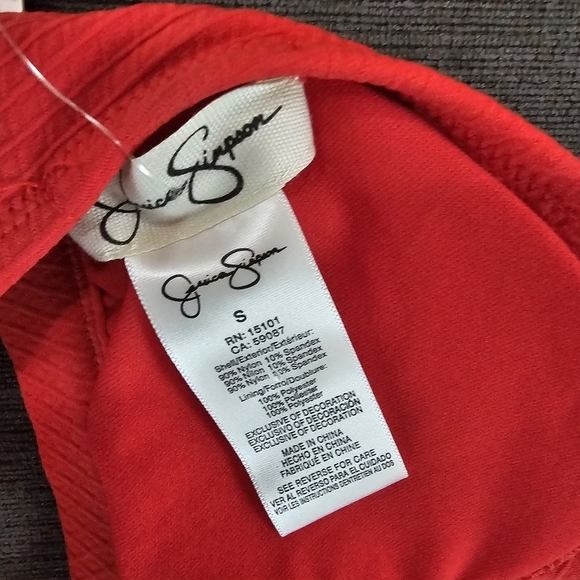 Nwt Jessica Simpson Scalloped Edge Red Bikini Top Sz Small - Picture 10 of 11